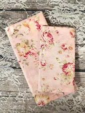4 SHABBY CHIC COTTAGE TEA PARTY NAPKINS 14" OR 10" RED ROSES ON PINK  MUTL AVAIL