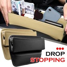 LEATHER Car Truck Seat Gap Catcher Filler Storage Pocket Organizer Phone Holder
