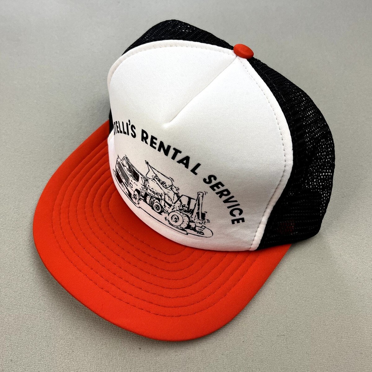 Vintage Construction Hat Cap Snapback Trucker Orange Black