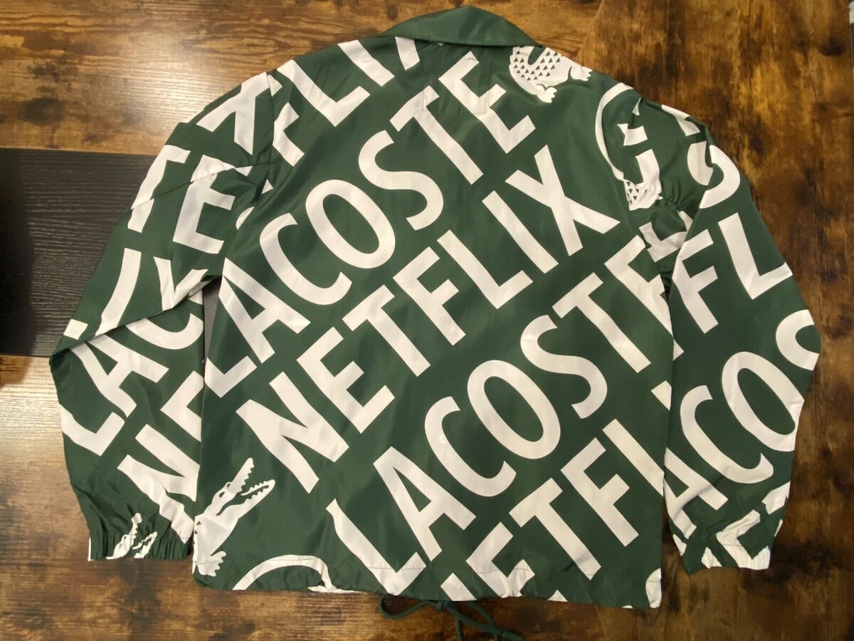 LACOSTE X NETFLIX Printed POLO Jacket Unisex Green & White LACOSTE X NETFLIX Printed POLO Jacket Unisex Green & White