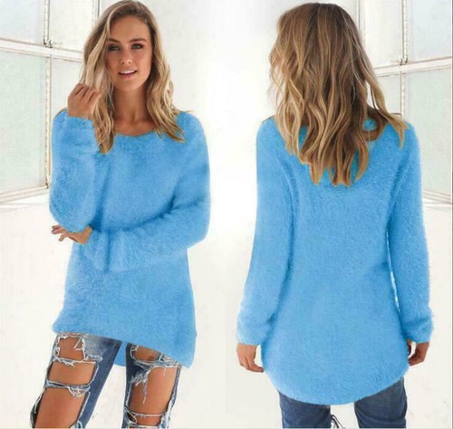 Para mujeres Cálido Suelto Jersey Vestido Pullover Prendas para el torso Suéter Informal Invierno Manga Larga - Imagen 17 de 24