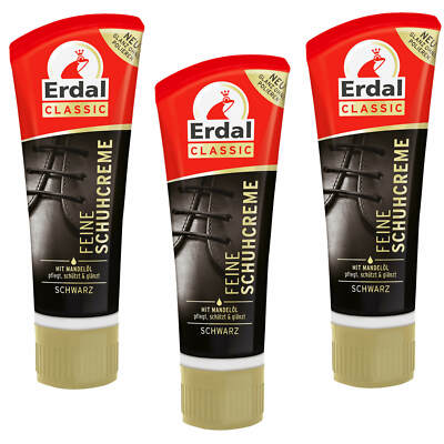 3X Erdal Classic Fine Shoe Cream Black With Nourishing Almond Oil Refreshes