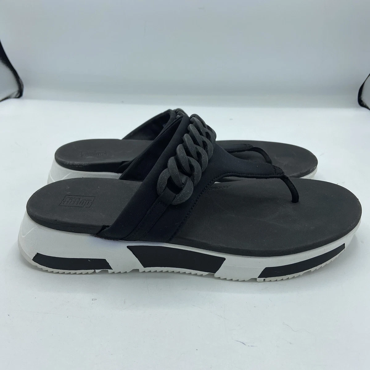 FitFlop Women s HEDA CHAIN Slide Neoprene Sandals W51 001 Black Size 9