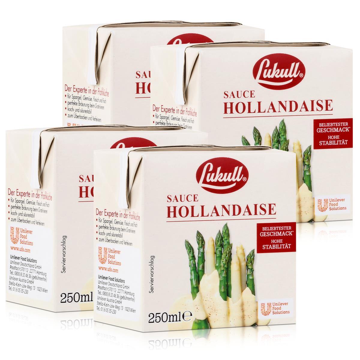 Lukull Sauce Hollandaise 250ml - Für Spargel, Gemüse, Fleisch & Fisch (4er Pack