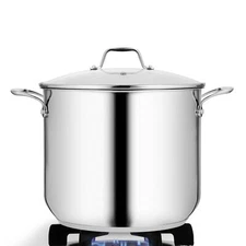 NutriChef 12 Qt Stainless Steel Stockpot with Lid, Easy Clean, Non-Stick