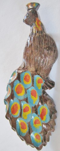 RARE VINTAGE 1930s-40s WOOD PEACOCK CLAMPER BRACELET MATCHING PIN SET - Picture 3 of 5