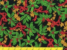 Holly and Bows Christmas Quilting Sewing Fabric by Yard #3043 Small Flaw