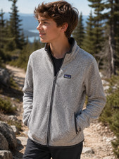 Patagonia Jacket Boys Youth Xl Gray Fleece Full Zip Outdoor Hiking Casual