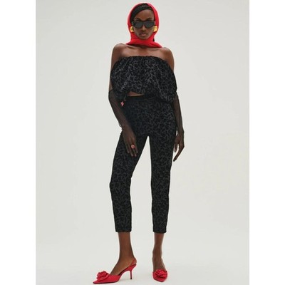 For Love and lemons black velvet burnout bubble top S party holiday strapless