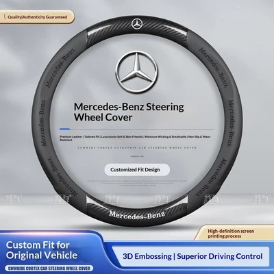 Cubierta de volante de cuero napa de fibra de carbono para Mercedes-Benz-Todas las series - Imagen 1 de 4