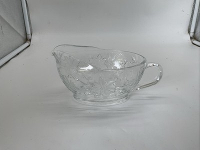Vintage Crystal Princess House FANTASIA Gravy Boat POINSETTIA 7.5x4x4  GUC