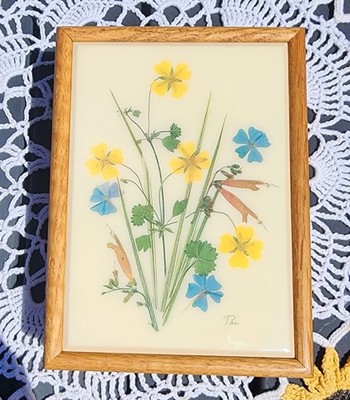 Vintage Signed Pari Oak Floral Tile Trinket Jewelry Box Red Velvet Lined 1970s
