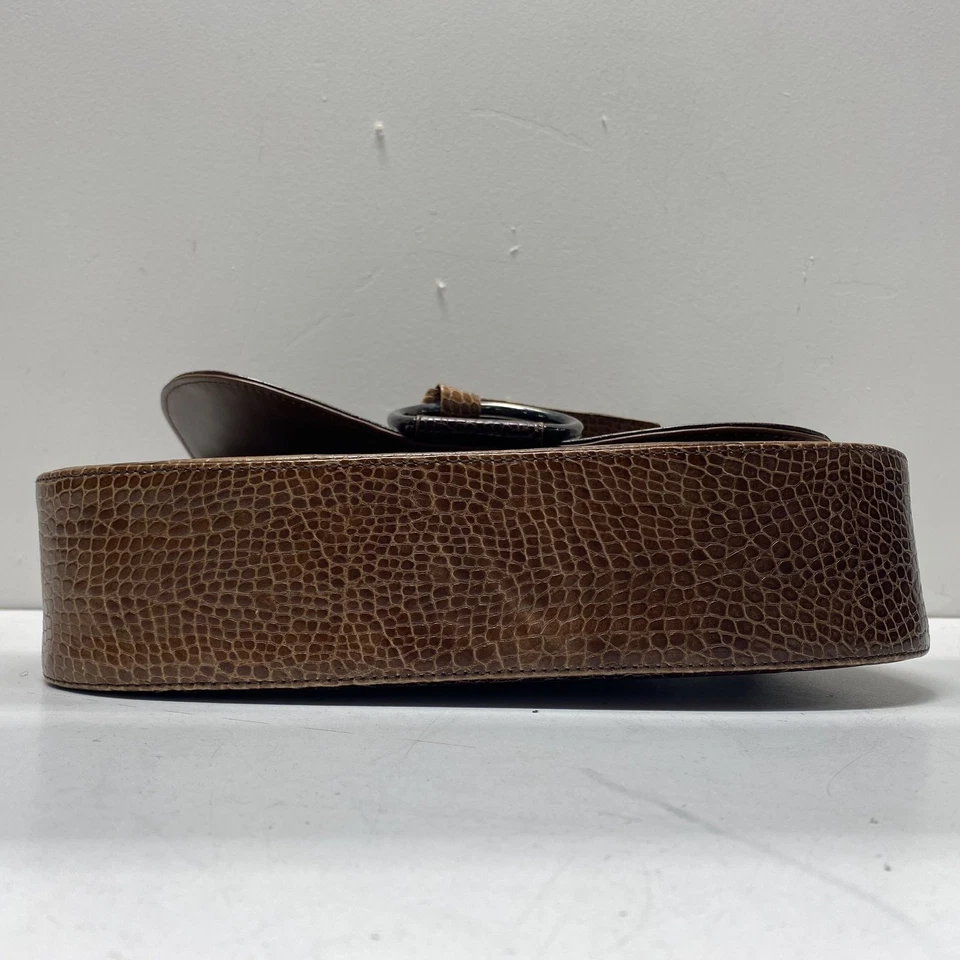 Bolso de Hombro Stuart Weitzman Cuero Repujado Cocodrilo Marrón Foto 3 de 4