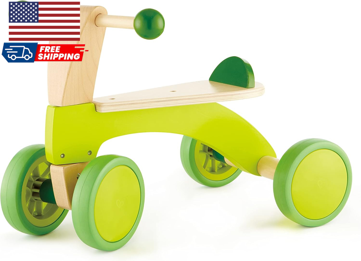 Scoot around Ride on Wood Bike Award Winning Four Wheeled Wooden Push Balance