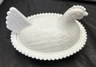Vintage Indiana glass hen on nest Milk Glass