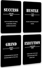 Drsoum Inspirational Office Wall Sign 12 x 8 Inch x 4pcs, motivational sign 