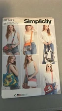 Simplicity Pattern S9562/R11471  Tote, Bags and Pouch Assorted Styles & Sizes