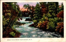 Vintage Fair Haven NY Scenic River Rapids Postcard by Tichnor Bros
