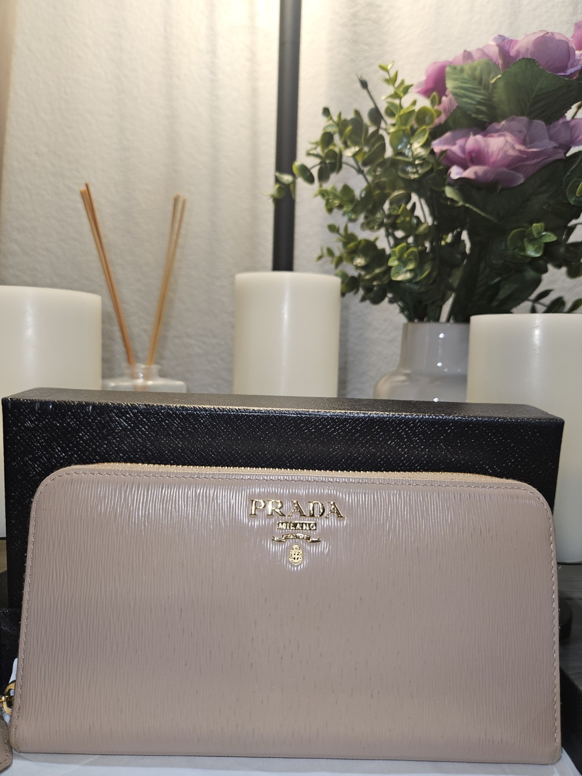 Prada Long Zip Around Leather Wallet for Men and Women