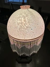 Vintage Milk Glass Mottled Pink Lamp Light Shade Only Beaded Tassle Fringe