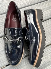 Franco Sarto Women's Navy Loafers Size 9W 
