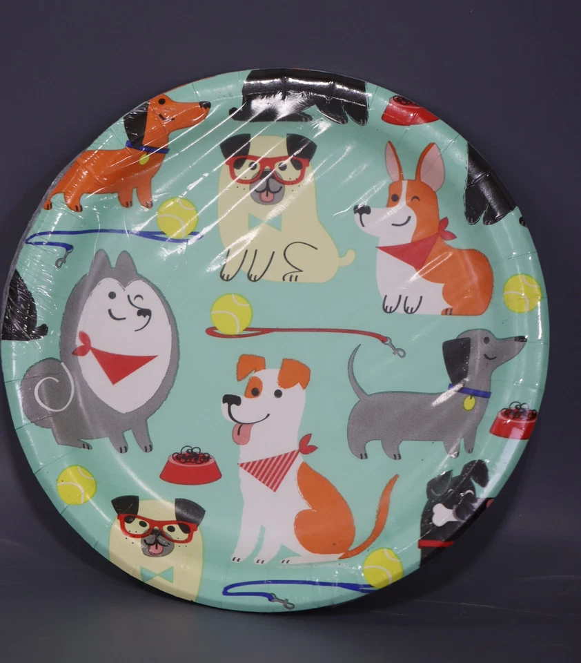 Creative Converting Dog Party Dessert Plates, 8 Count, Blue, 7" (Pack of 4) - Image 2 of 4