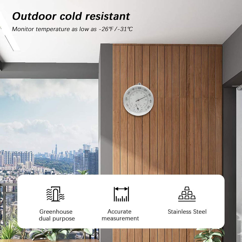 Termometro Igrometro 4 Pezzi Wireless – Montaggio A Parete, Precisione -30/50°C E 0-100% RH, Per Serra, Garage E Ufficio