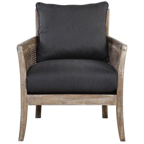 Uttermost Encore Coastal Fabric and Wood Arm Chair in Dark Gray - Picture 1 of 10