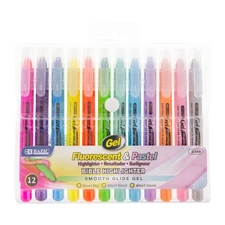 BAZIC Gel Highlighter Pen – Bible Safe, No Bleed, 12-Pack Coloring/Highlighting 
