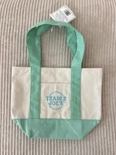 Trader Joe's Pastel Mini Canvas Tote Bag 2025 LIMITED EDITION Pastel Mint Green