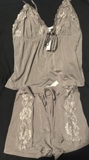 NWT Victoria  s Secret Modal Lace-Trim Flyaway Cami Set Color Cloudy Grey Large.