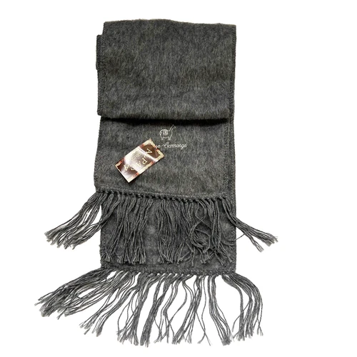 Alpaca Camargo Scarf Solid Gray Rectangle Fluffy Soft Fringe 9" x 67 " Peru