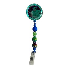 Oogie Boogie Rhinestone beads Retractable ID Name Badge Holder Reel