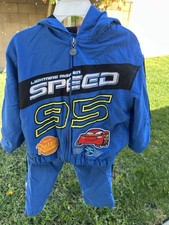 Rare Hard To Find Disney Pixar Cars Jacket And Pant Set Size 3t In Blue