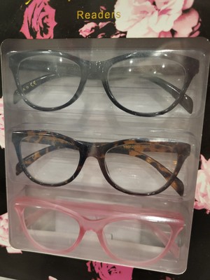 BETSEY JOHNSON 3 PACK PREMIUM READING GLASSES READERS +1.50 +2.00 +2.50