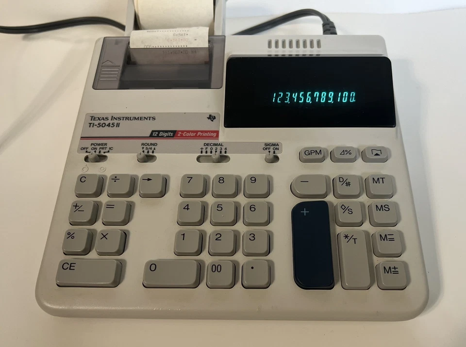 TEXAS INSTRUMENTS TI-5045 ELECTRONIC CALCULATOR 2 COLOR PRINTING 12 DIGITS GOOD - Image 4 of 4