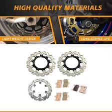 Front Rear Brake Rotors Pads For Yamaha YZF600R YZF 600 R Thunder Cat 1997-2007
