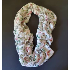 Candy Cane Infinity Scarf Womens White Red Christmas Rectangle Wrap Sheer New