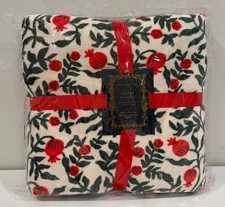 Rifle Paper Co Fleece Blanket | Christmastide Pomegranate - New with Tags