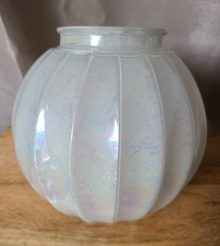 Vintage Deco Opalescent Bohemian Cased Slag Glass Lamp Shade Globe Umbrella - Picture 2 of 3