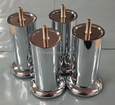 12 CHROME LEGS FEET ROUND FOR SOFAS BEDS CHAIRS STOOLS CABINET 120mm M8