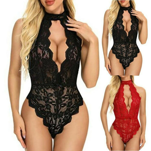 Set reggiseno donna sexy lingerie intimo pigiama reggiseno pizzo body da notte - Foto 2 di 9