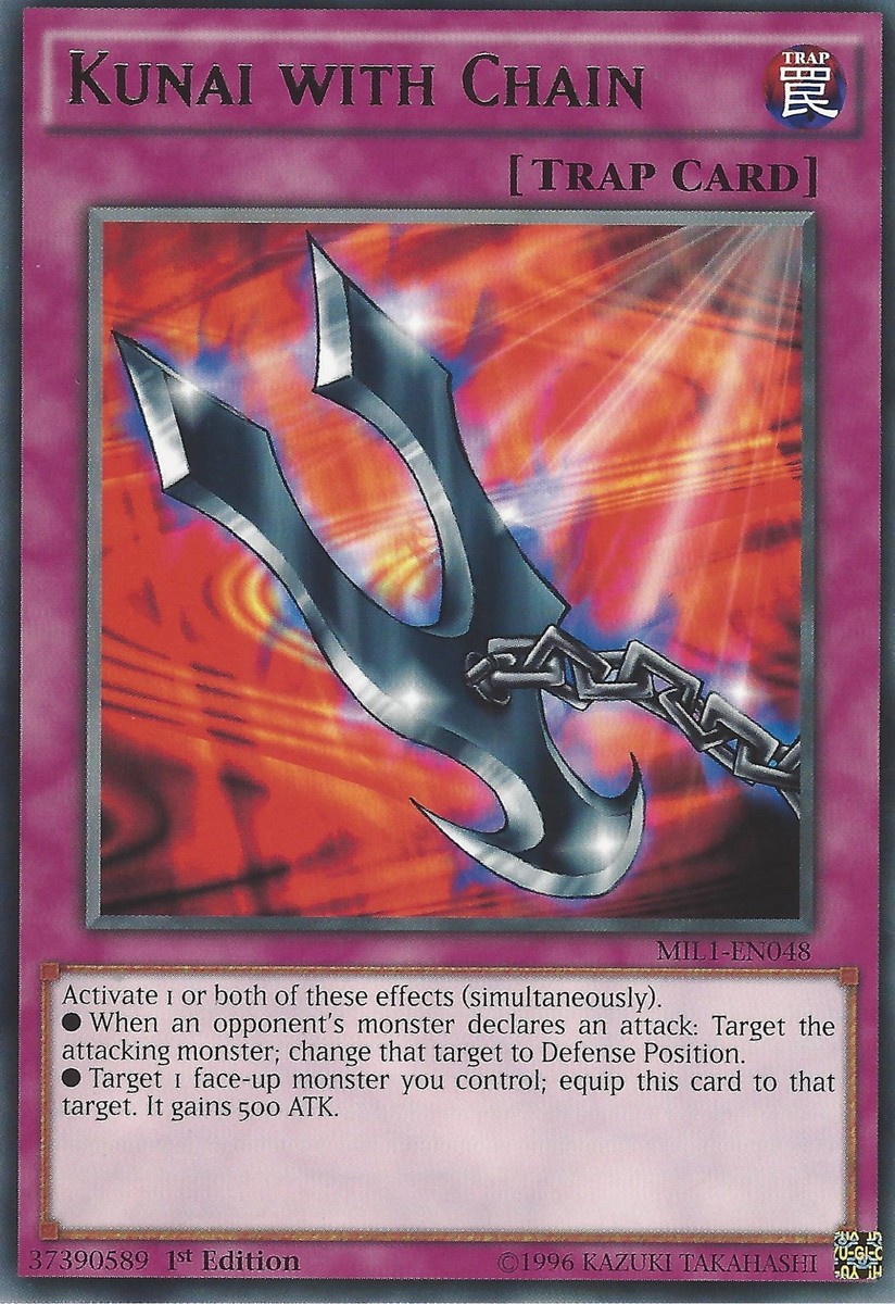 YU-GI-OH CARD: KUNAI WITH CHAIN - RARE - MIL1-EN048 1ST