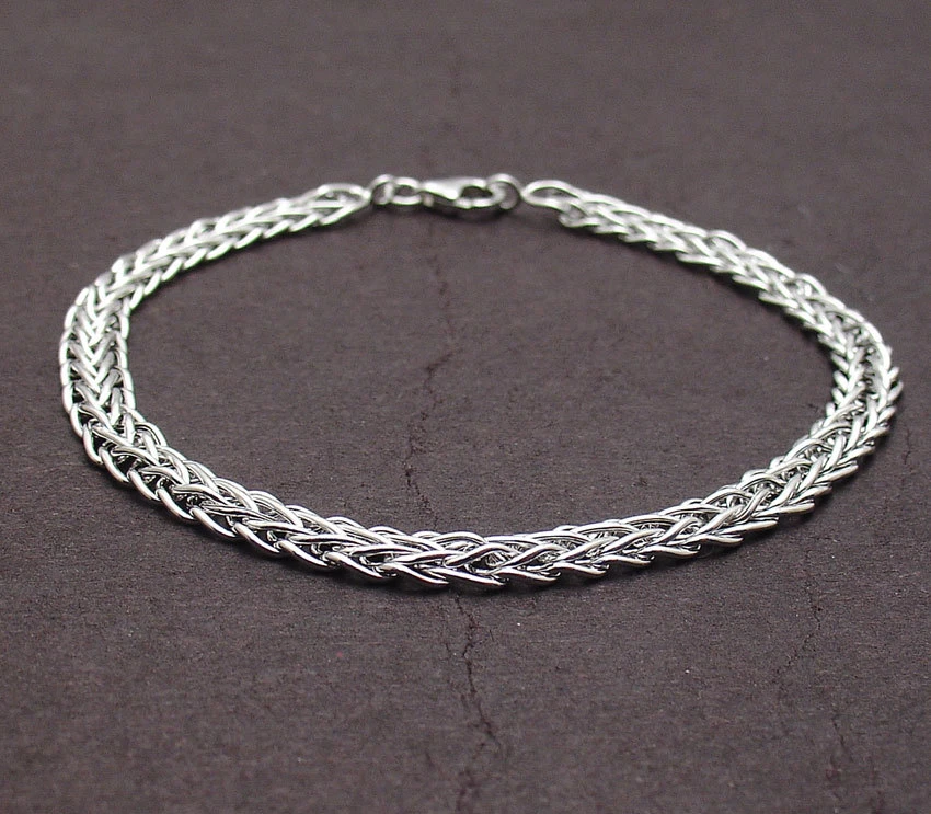 All Shiny Domed Wheat Spiga Bracelet with Lobster Clasp Real 14K White Gold QVC - Image 2 of 4