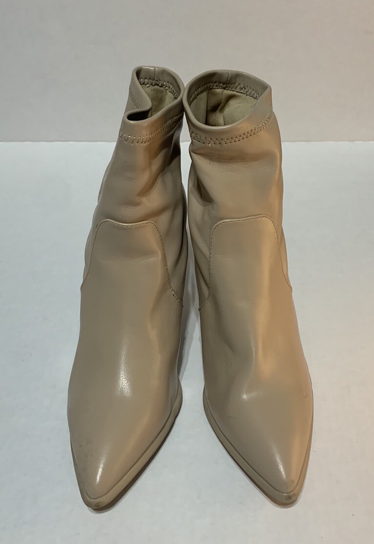MIA Women's Sz 7M Beige Vegan Leather Stilleto Stretch Ankle Boots