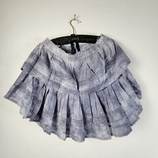 LoveShackFancy Womens Large Blue Ruffle Indigo Hand Dye Mini Skirt New 225