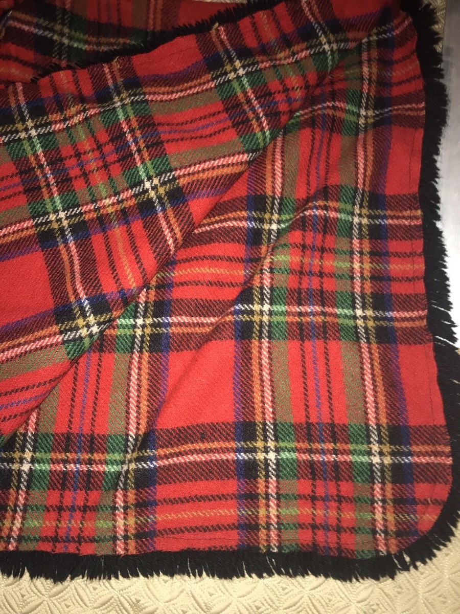 Vtg 1960s Heavy Poncho Hooded Cape Wool Womens Tartan Plaid