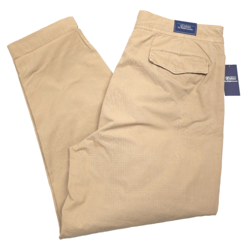 $268 Polo Ralph Lauren Pleated Relaxed Fit Cotton Canvas Pants Mens 36 X 32
