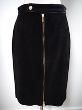 RALPH LAUREN Black Label ribbed suede skirt gold zipper detail size 2 WORN ONCE
