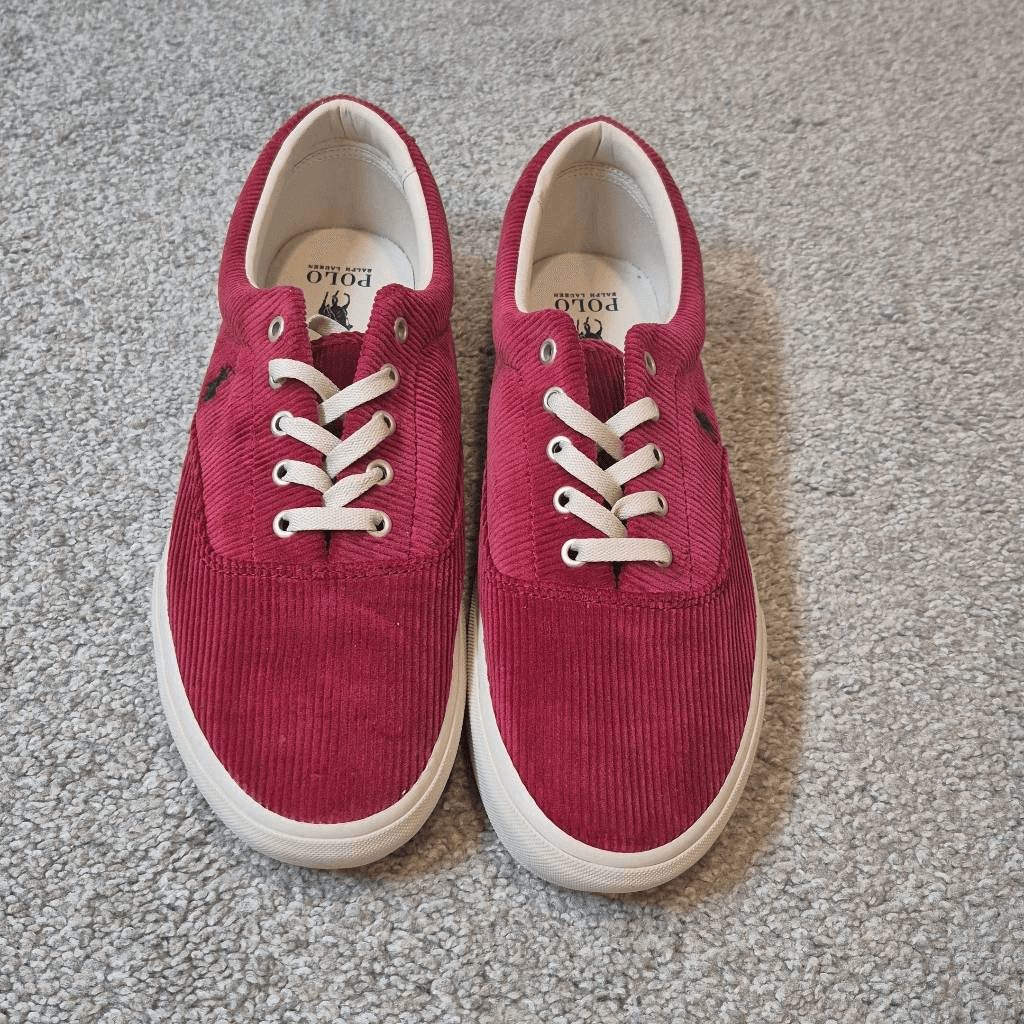 Sneakers Ralph Lauren Polo Keaton Pony in velluto a coste rosso taglia 13